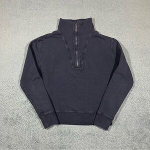 Nili Lotan Bentley Quarter Zip Sweatshirt Heather Navy Blue Size Small USA #1717